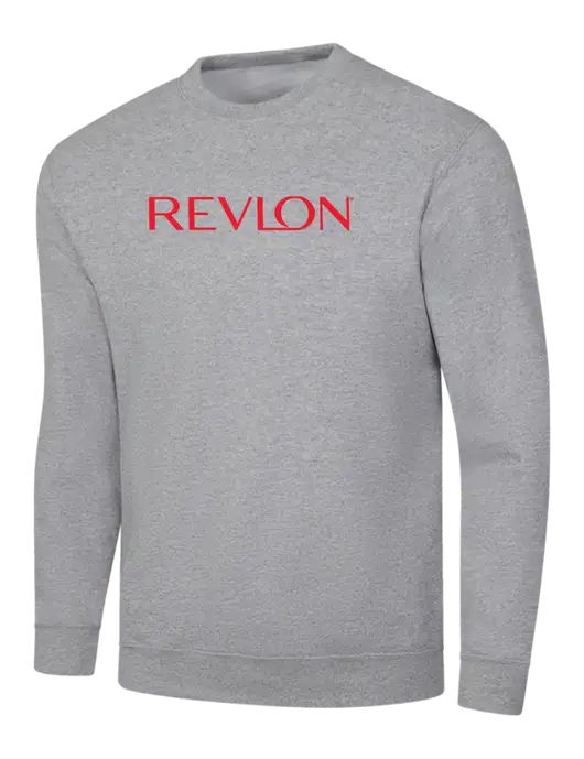 Light Grey Heather 7.8 oz Ring Spun Crew Sweatshirt w/Revlon Logo