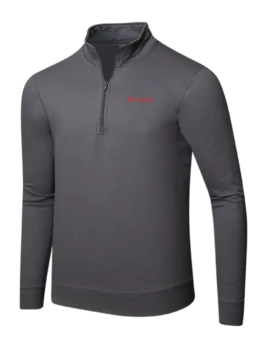 Charcoal 8.5 oz Ring Spun 1/4 Zip Pullover Sweatshirt w/Revlon Logo