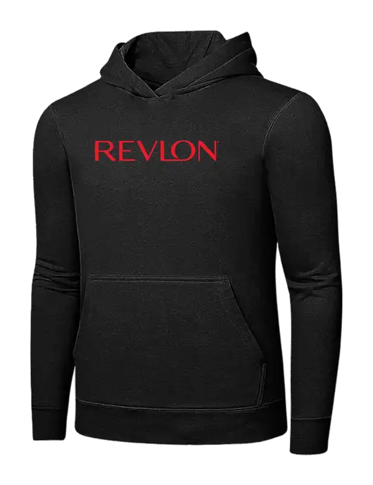 Jet Black 7.8 oz Ring Spun Hooded Sweatshirt w/Revlon Logo