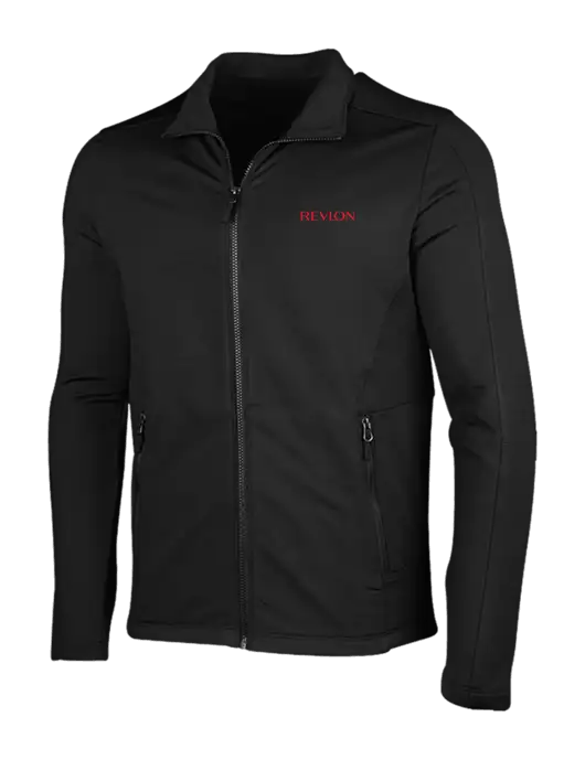 Deep Black Grid Fleece Jacket w/Revlon Logo