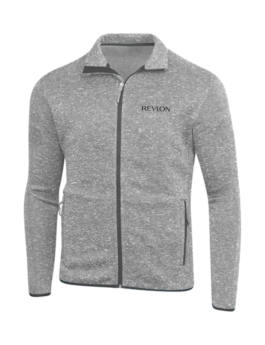 Grey Heather Sweater Fleece Jacket w/Revlon Logo