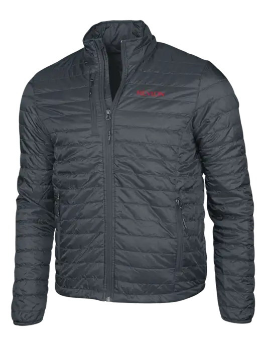 Dark Grey Puffy Packable Jacket w/Revlon Logo
