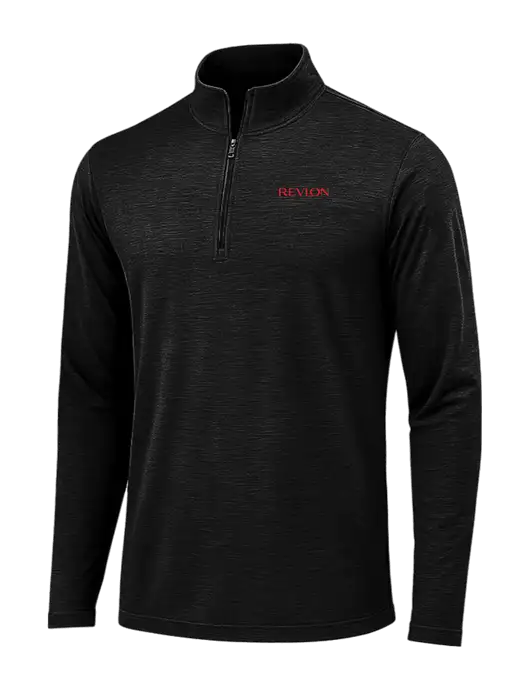 Black Triad Solid Posicharge Tri-Blend Wicking 1/4 Zip Pullover w/Revlon Logo
