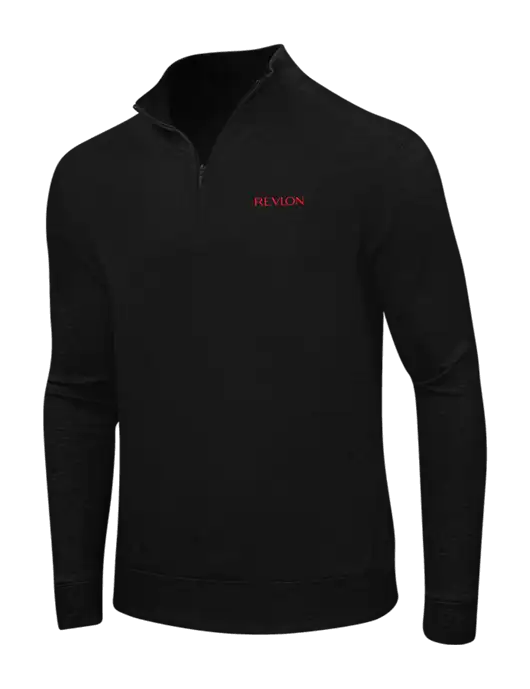Deep Black/Charcoal Heather Interlock 1/4 Zip w/Revlon Logo