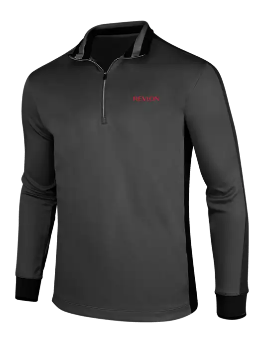 NIKE Anthracite Heather/Black Dry-Fit 1/2 Zip Cover-Up w/Revlon Logo