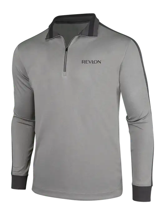 NIKE Athletic Grey/Heather Dark Grey Dry-Fit 1/2 Zip Cover-Up w/Revlon Logo