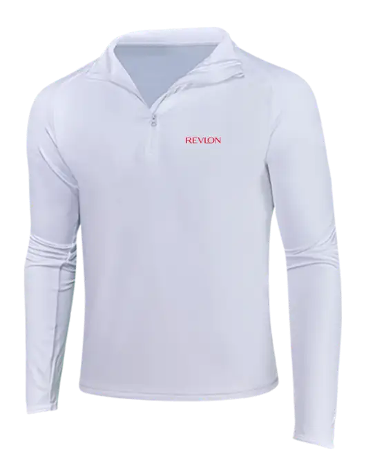 White Sport Wick Stretch 1/4 Zip Pullover w/Revlon Logo
