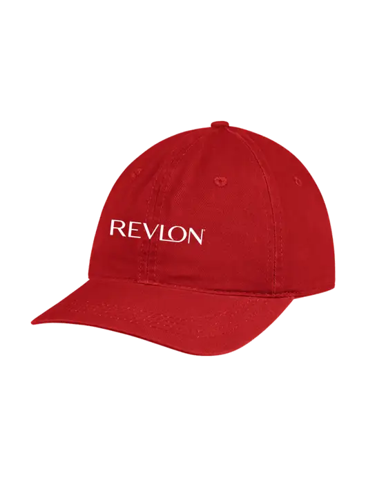 Garment Washed Unstructured Twill Red Cap w/Revlon Logo