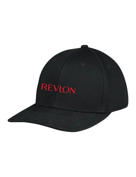 Premium Modern Structured Twill Black Snapback Cap w/Revlon Logo