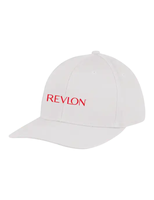 Premium Modern Structured Twill White Snapback Cap w/Revlon Logo