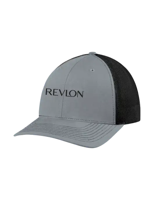 Richardson Adjustable Snapback Original 112 Trucker Cap Heather Grey w/Black Mesh w/Revlon Logo