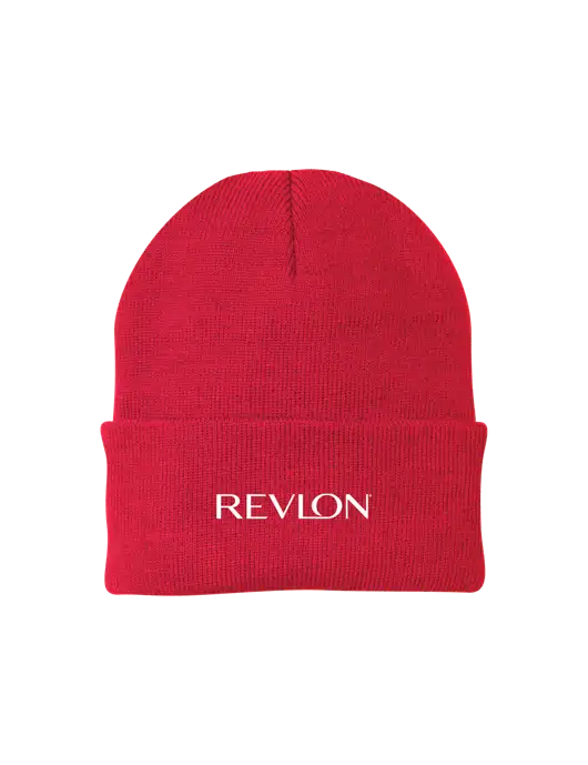 Red Knit Cap w/Revlon Logo