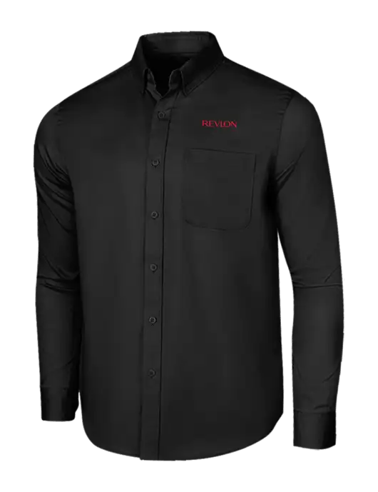 Long Sleeve Deep Black Superpro React Twill Shirt w/Revlon Logo