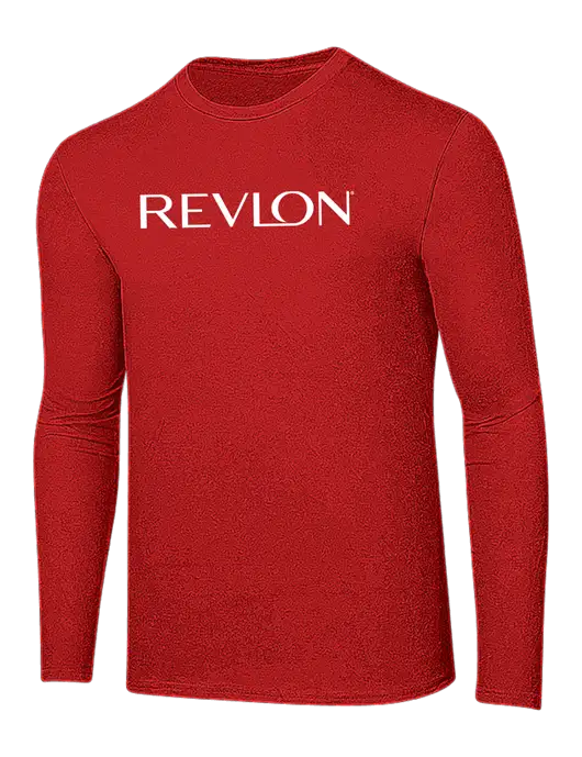 Ring Spun Dark Red 4.5 oz Long Sleeve T-Shirt w/Revlon Logo