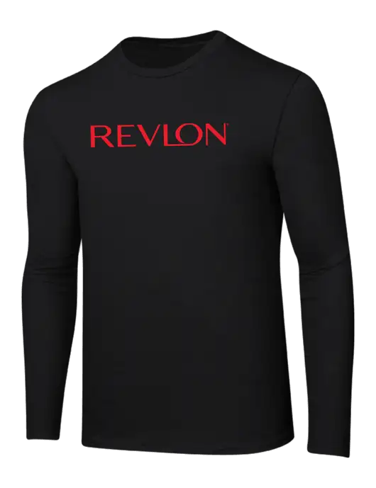 Ring Spun Jet Black 4.5 oz Long Sleeve T-Shirt w/Revlon Logo