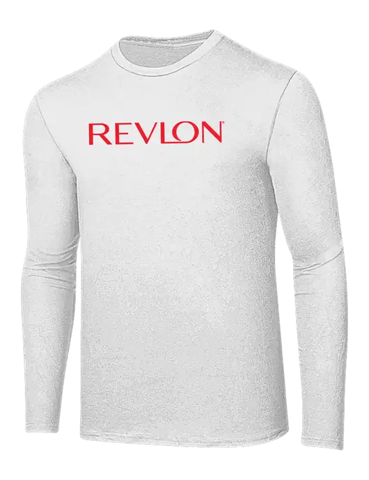 Ring Spun White 4.5 oz Long Sleeve T-Shirt w/Revlon Logo