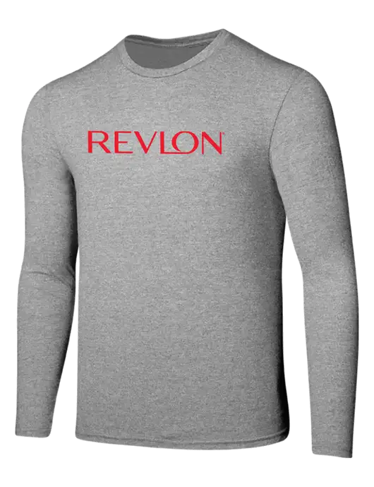 Seriously Soft Light Heathered Grey Long Sleeve T-Shirt w/Revlon Logo