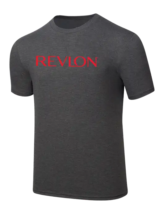 Simply Soft Heathered Charcoal 4.5oz  Poly/Combed Ring Spun Cotton T-Shirt w/Revlon Logo