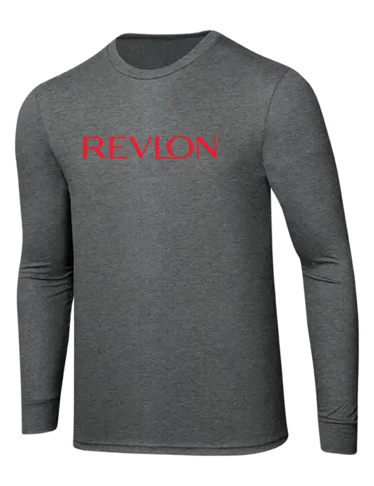 Simply Soft Long Sleeve Medium Grey Frost 4.5 oz, Poly/Combed Ring Spun Cotton T-Shirt w/Revlon Logo
