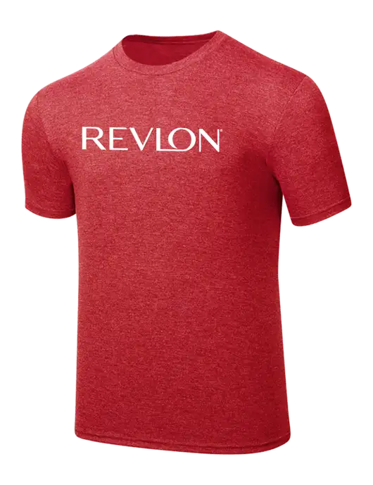 Simply Soft Red Frost 4.5oz  Poly/Combed Ring Spun Cotton T-Shirt w/Revlon Logo