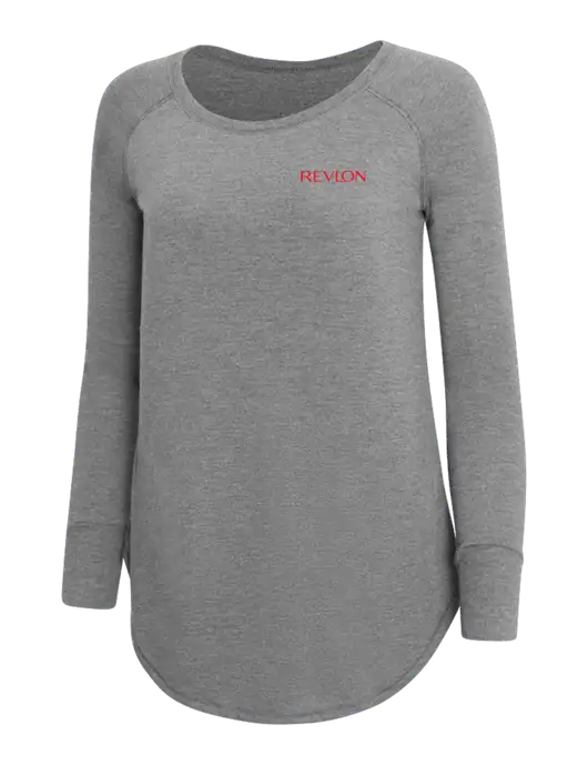 Womens Perfect Wide Collar Tunic Tri-Blend Grey Frost 4.5 oz T-Shirt w/Revlon Logo