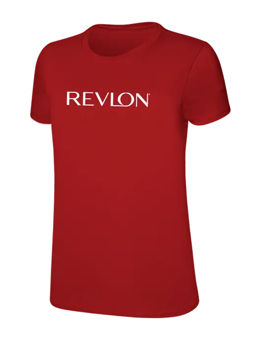 Womens Ring Spun Bright Red 4.5 oz T-Shirt w/Revlon Logo