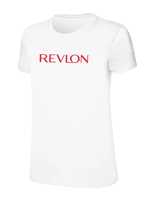 Womens Ring Spun White 4.5 oz T-Shirt w/Revlon Logo