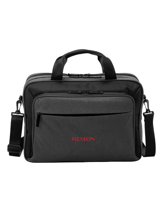 Travel Exec Graphite Heather/Black Laptop Briefcase w/Revlon Logo