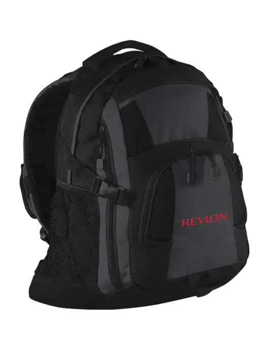 Urban Black/Grey/Black Laptop Backpack w/Revlon Logo