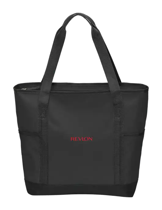 On the Go Black/Black Tote w/Revlon Logo