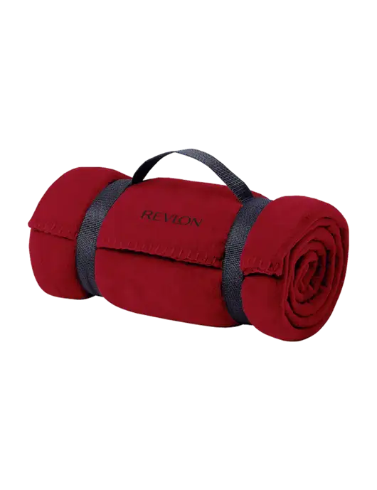 Casual Red Fleece Blanket With Strap w/Revlon Logo